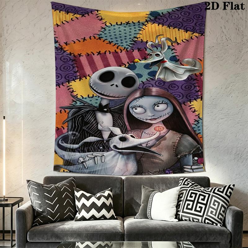 Jack Skellington'S Halloween Night Adventure Tapestry Fashion Print Wallmounted Atmospheric Background Cloth Background Cloth Wall Decoration