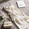 Spring and summer new waist thin pure desire lotus leaf edge thin long skirt French polka dot suspender dress women