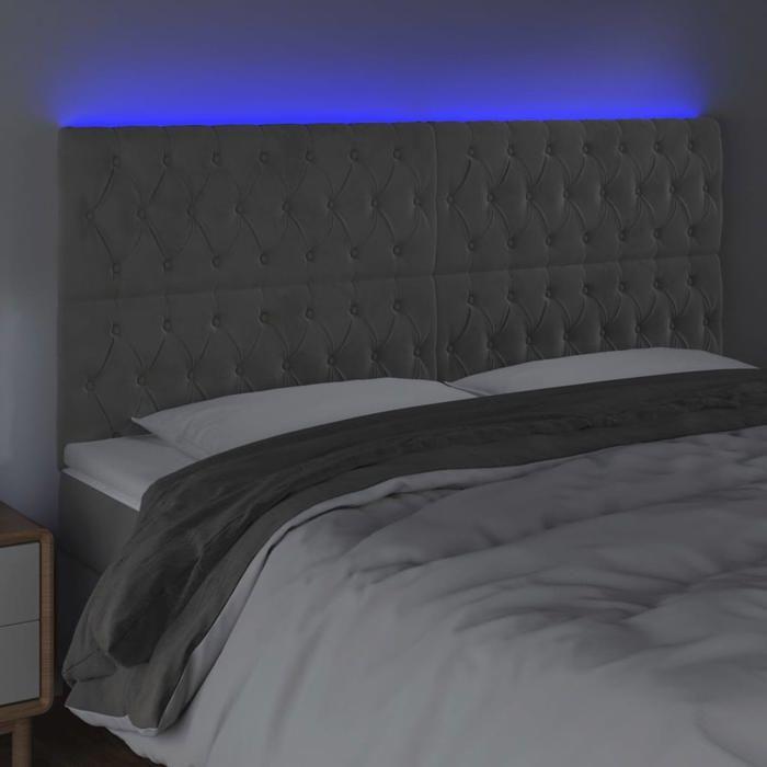 VidaXL LED Headboard Bedroom Furniture Double Bed Accessory Head of Bed Frame Interior Light Grey 3122826