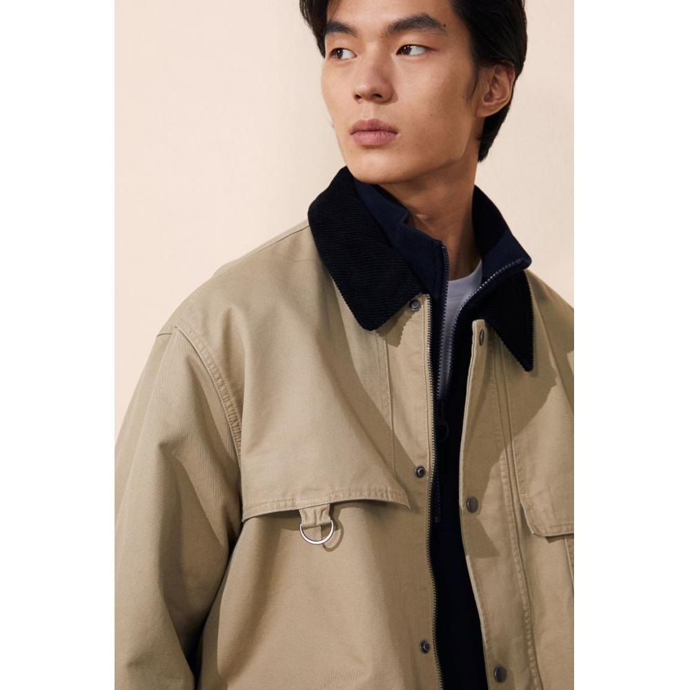 H M Loose Fit Utility Jacket Beige