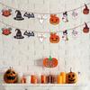 Themed Delightful Halloween Wooden Hanging Flag Decor With Ghosts Pumpkins And