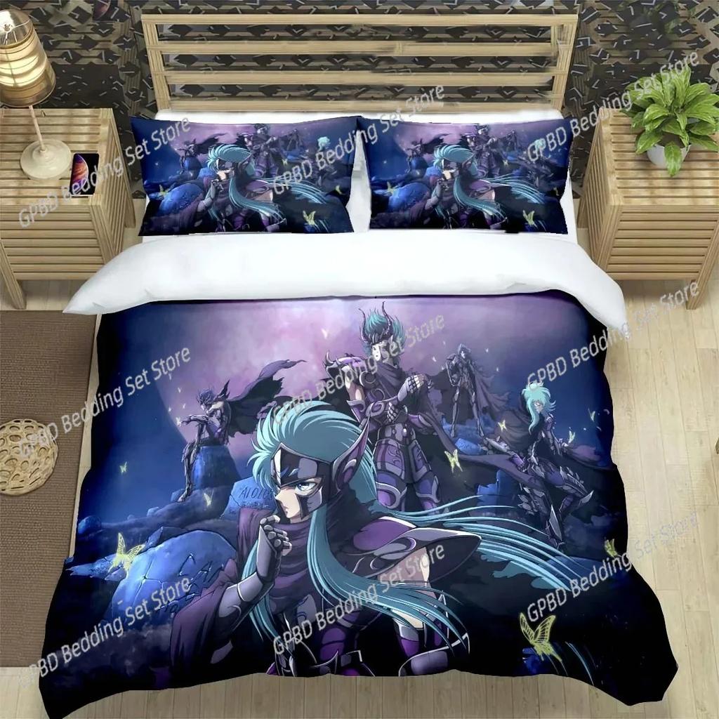 Comforter Saint Seiya 3D Bedding Set Black Comforter King Queen Size Polyester