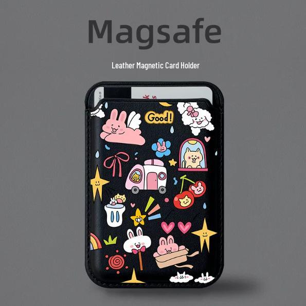Graffiti MAGsafe Leather Card Holder Case for Apple Phones