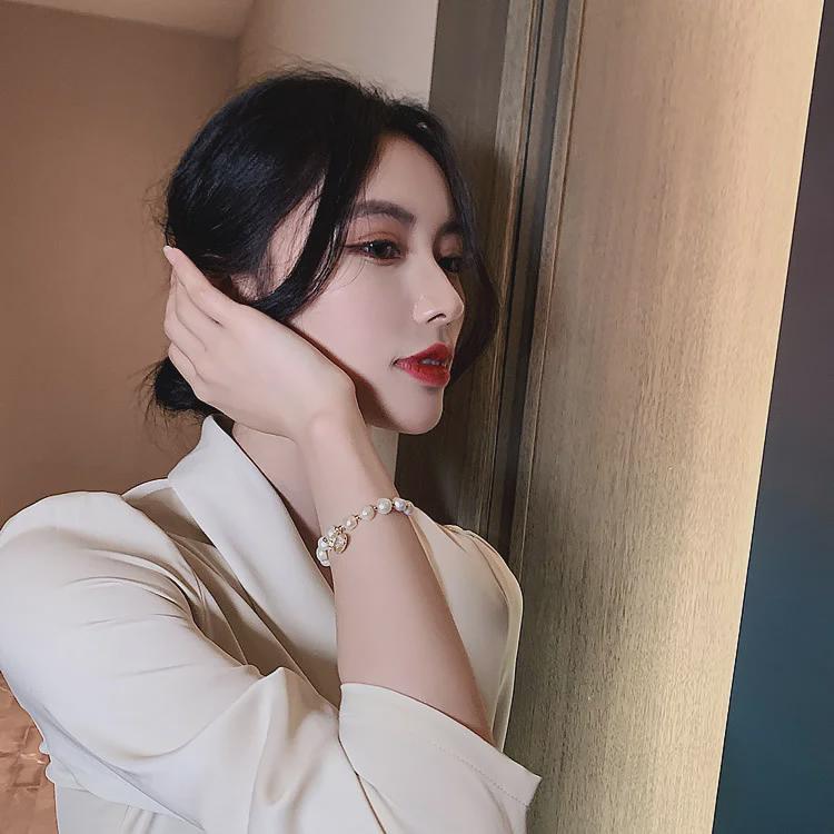 Korean Style Baroque Freshwater Pearl Bracelet - Cat's Eye Shell Design, Simple Jewelry for Students and Girlfriends