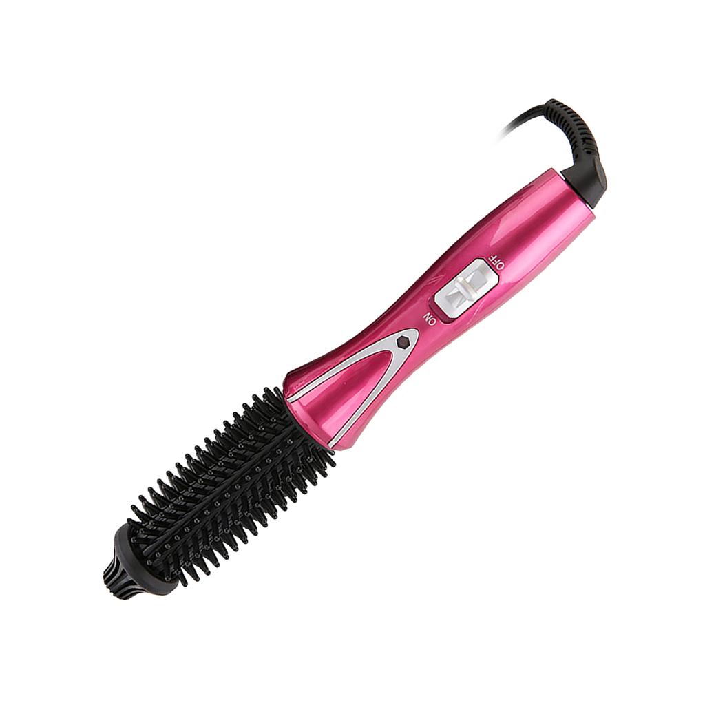 Foldable Heated Curling Brush Ceramic Glaze Coating Thermal Brush 30W Anti Scald Wine Red EU Plug 100 240V