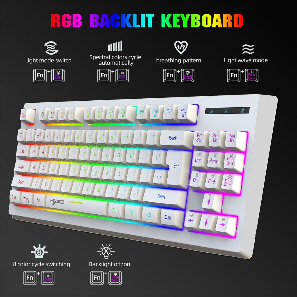 87Keys 2.4G Wireless Mechanical Keyboard RGB Backlight L100 Gaming Keyboard, Membrane Keyboard for Office Notebook Home Girl Boy