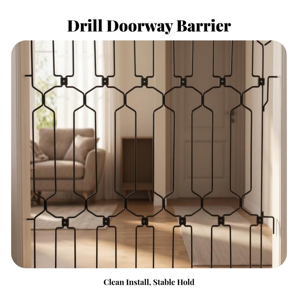 Pressure-Mounted Steel Barrier Lattice-Style Design, Metal pet door, for