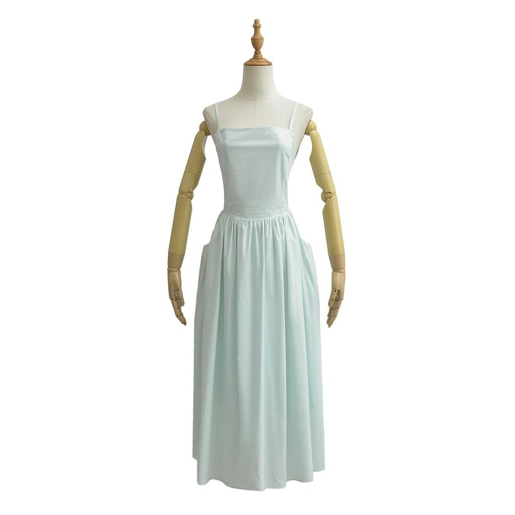 Dámské maxi šaty inspirované francouzským stylem bez zad na špagetová ramínka, 2024