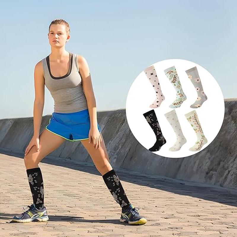 6-Pack Compression Socks Running Fitness Socks Long Tube Muscle Protector Women Men
