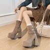 Vintage European and American Matte Thick Heel Thin Thick-soled Sleeve Western Boots Women's 2025 Autumn and Winter New Fashion Boots