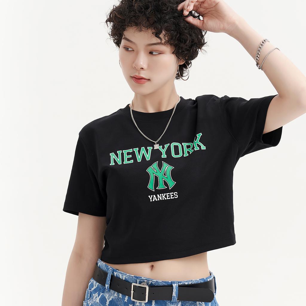 New MLB College Style Series Crop Tops Women's Black 3FTSV0333-50BKS