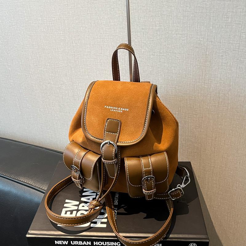 Retro Casual Backpack Women's New Fashion Contrasting Colors Niche Handbag Versatile Small Backpack