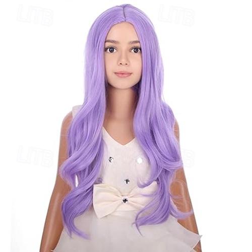 HAIRJOY Syntetické vlasy Barevné paruky Dlouhá kudrnatá vlnitá paruka pro dívky děti Duha Paruka Barevná Cosplay Párty Karneval Halloween