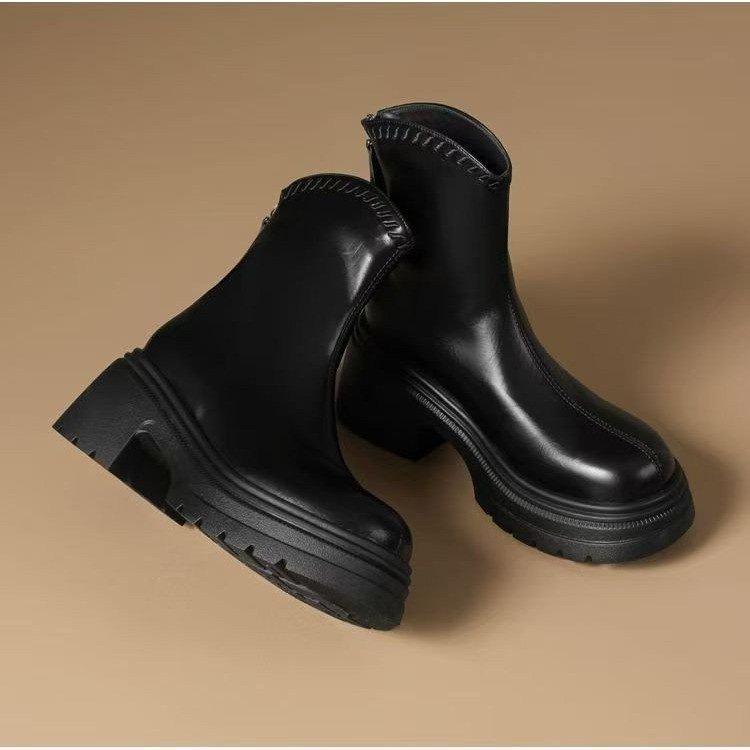 Skinny Boots Increase Height Martin Boots New Autumn Thick Heel Small British Style Platform Short Boots