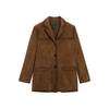 Spring New Women Loose Fashionable Retro Brown High-Grade Suede Texture Blazers 4717827