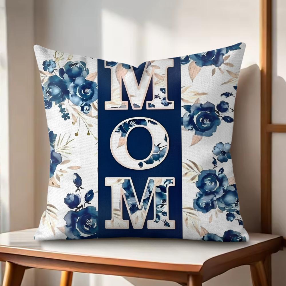 Classic MOM Cushion Cover Natural Linen Organic Fabric Double-Sided Printing Couch Pillow Covers Home Decor