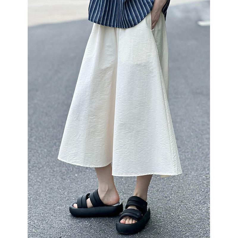 

Juzhi 2024 Summer Elastic High Waist Wide-Leg Skirt Pants 4830 One Size чорний