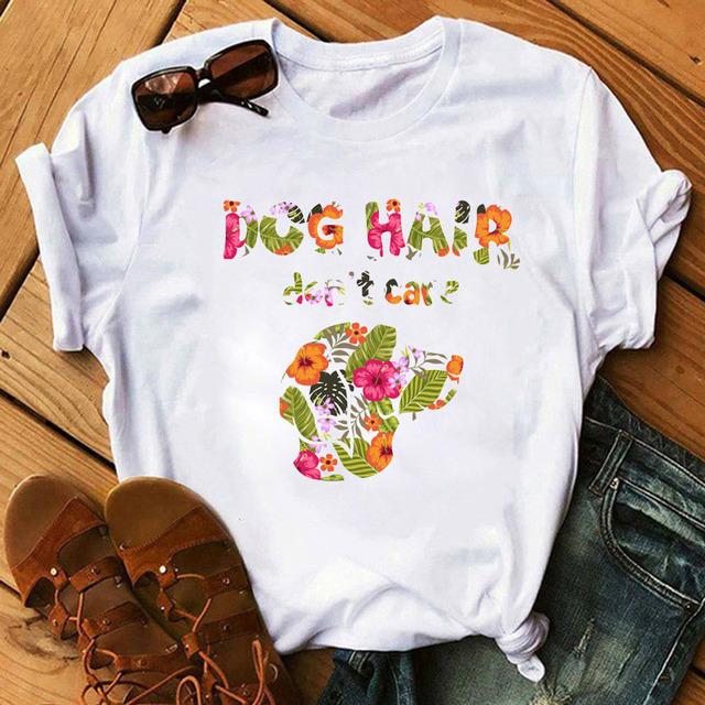 Aquarell Herz Hundepfote T-Shirt Mode Damen T-Shirt Cartoon T-Shirts Harajuku Oberteile T-Shirt Kurzarm Niedliche Damen T-Shirts T-Shirt