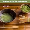 4Pcs Handmade Bamboo Matcha Whisk Set with Traditional Deep Scoop Tea Strainer Clear Storage Holder for Matcha Preparation