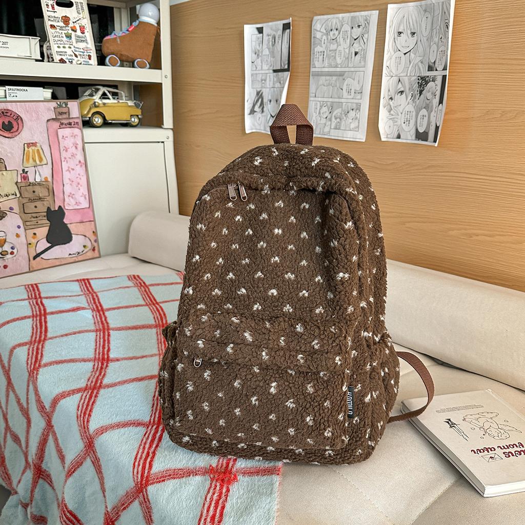 Schoolbag Japanese ins wind, backpack women's winter plush schoolbag junior high school girls Korean high school students class backpack