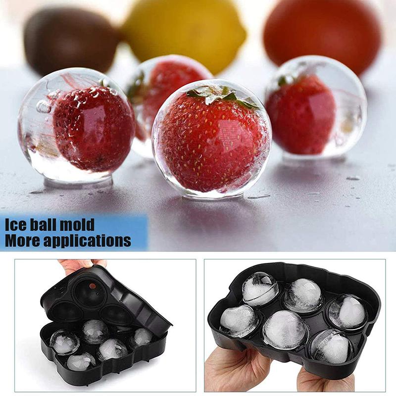 Silicone Ice Cube Tray 6 Grid Big Round Ice Mold Sphere Whiskey Ice Ball Maker Silicone Mold Bar Tools Home Kitchen Accessories