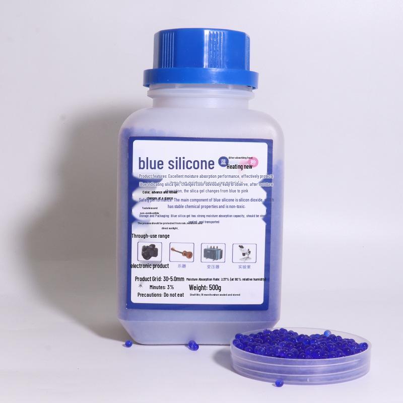 Blue and Orange Color-Changing Silica Gel Desiccant for Moisture-Proofing Electronic Devices and Cameras