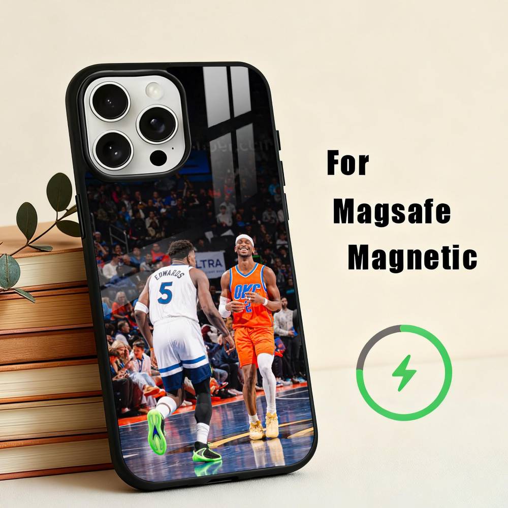 SGA B-Basketball G-Guard S-Sha Phone Case For iPhone17,16,15,14,13,12,11 Plus,Pro Max Magnetic For Magsafe Wireless Charging