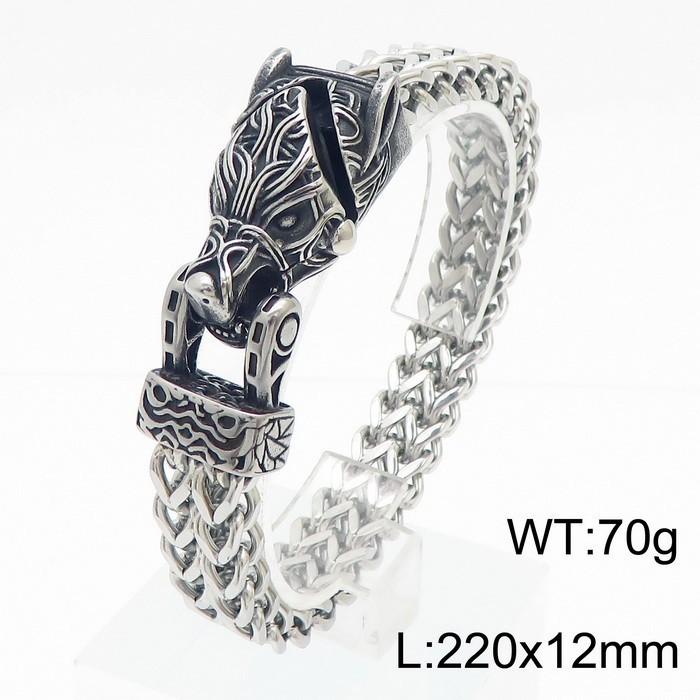 Titanium Steel Viking Bracelet for Men Eagle Head Snake Head Retro Hand Jewelry Accessories