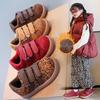 Kids' 2025 Autumn/Winter Plush Cotton Shoes – Warm Leather Upper Velcro Casual Shoes for Girls & Boys