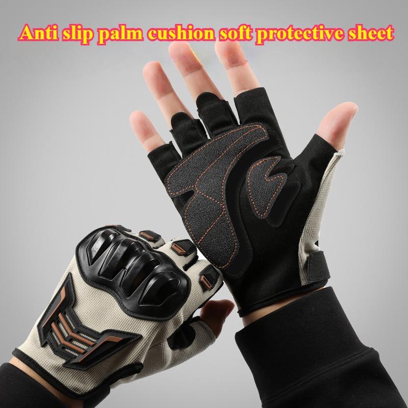 Motorrad Halb-Finger-Handschuhe Atmungsaktiv Anti-Rutsch Verschleißfest Fahrradhandschuhe Unisex Langlebig Handschutz Fingerlose Handschuhe