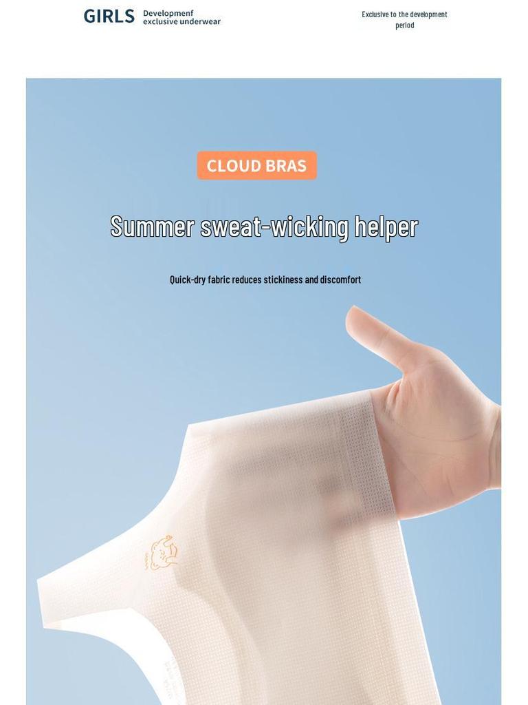 Girls' Summer Thin Style Training Bra for Puberty, Ages 12+