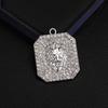 2025 Fashionable European & American Hip Hop Lion Head Necklace with Full Diamond Square Pendant