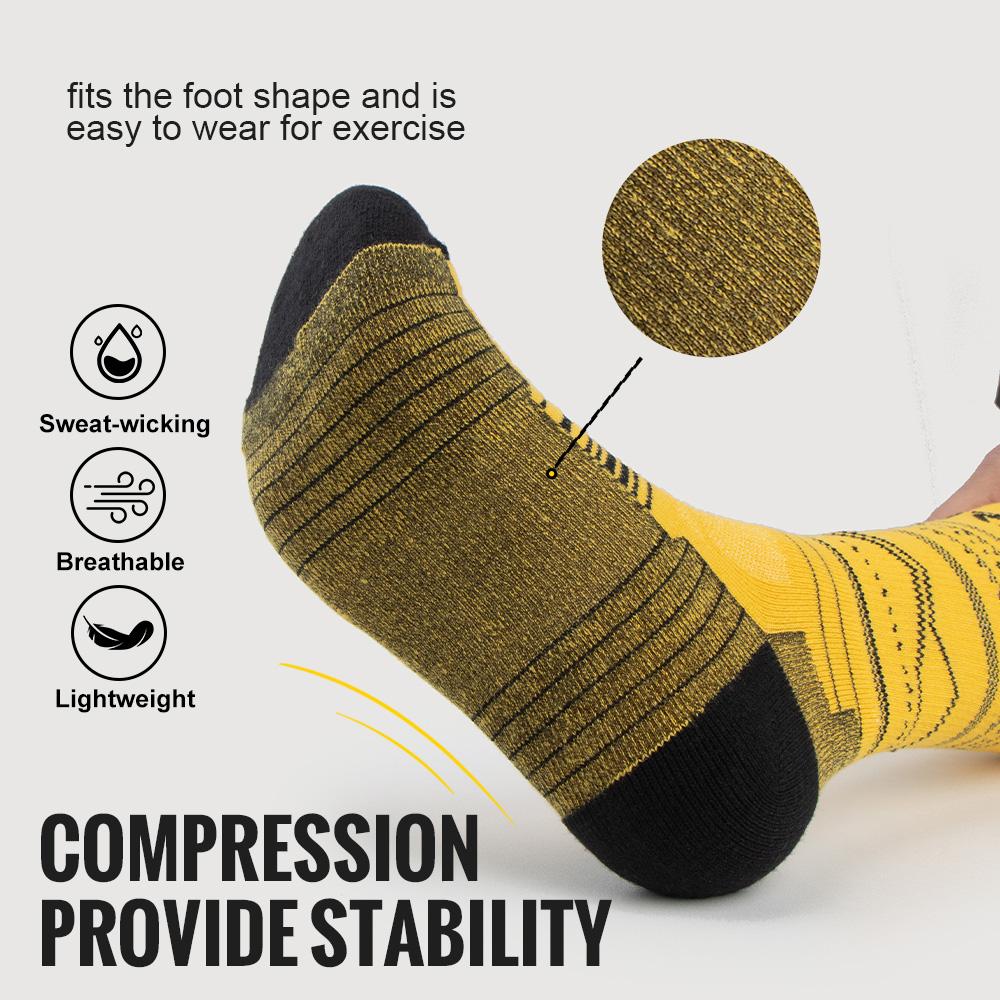 WRELS 1/3Pairs Merino Wool Running Socks Compression Support Thick Cushion Wool Socks For Running Hiking Moisture Wicking Socks