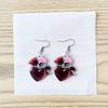 Blood Red Heart Rose Acrylic Earrings - Valentine's Day