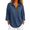 Top in Denim da Donna con Vestibilità Larga, Bottoni e Maniche a Tre Quarti per un Look Casual Quotidiano