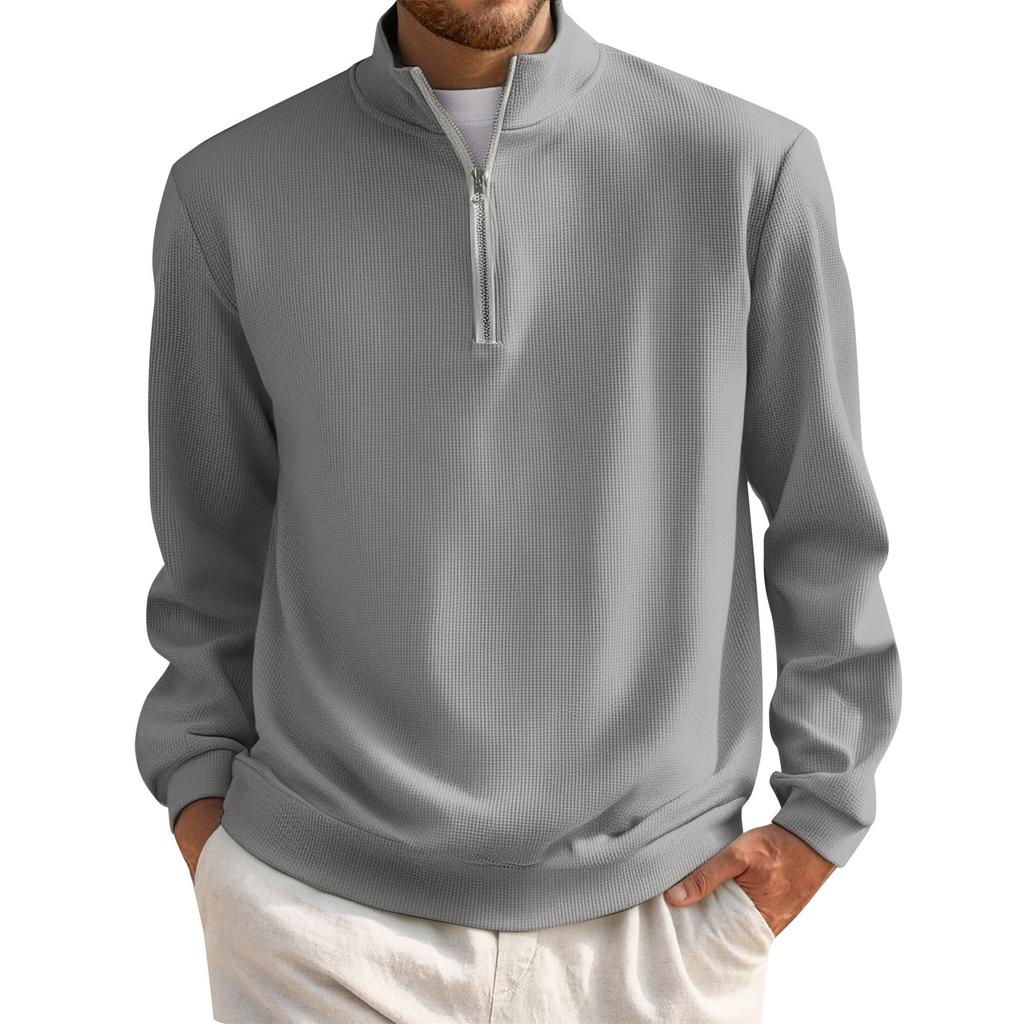 Men's Short Zip Pullover Turtleneck Long Sleeve Top