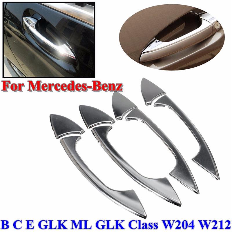 8-Piece Silver Chrome Car Door Handle Covers for Mercedes-Benz W204 GLK