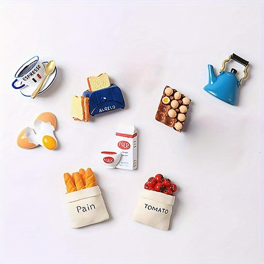 5pcs Cartoon Fridge Magnets Set Resin Magnet Refrigerator Stickers, Cute Food Shaped Magnets Home Refrigerator Stickers Creative