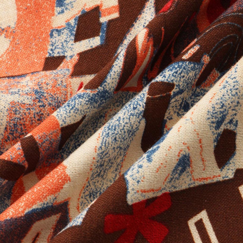 Men's Hawaiian Vacation Casual Cotton Linen Top Printed Short Sleeve Floral Shirt