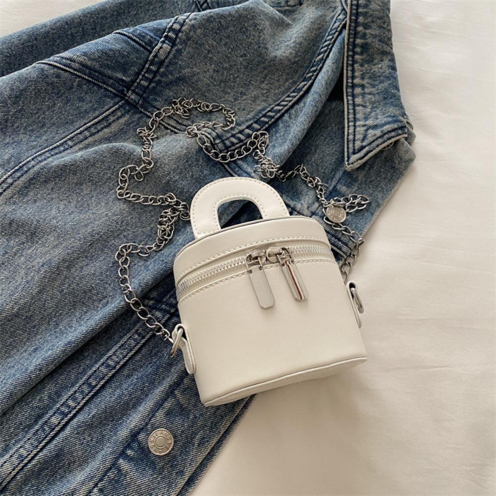 PU Leather Box Crossbody Bag Solid Color Clothes Match Bag Personality Mini Lipstick Bag Girls