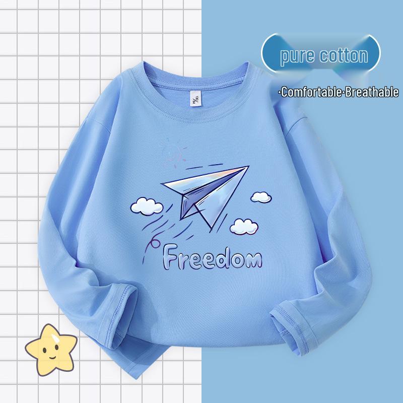 

Boys Long-Sleeve Cotton T-Shirt - Breathable Spring/Autumn Fashion Top 100 cm