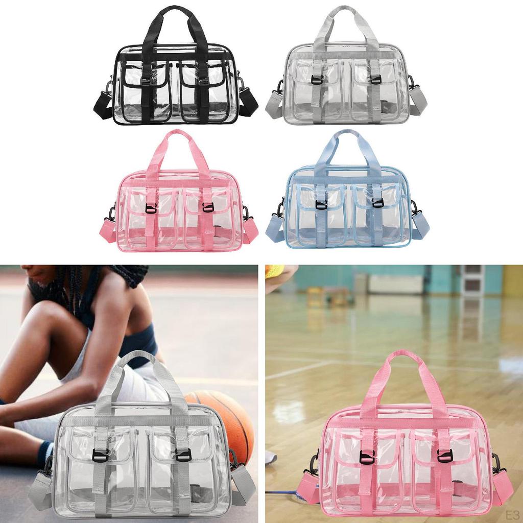 PVC Clear Tote Bag Casual Gym Pouch for Sports Events Beach Commuting Shopping