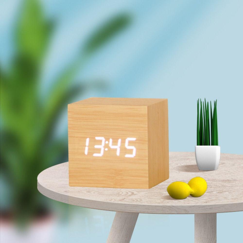 Retro Glow Clock Wood Desk Clock Decoration Supplies Digital LED Alarm Clock Home
