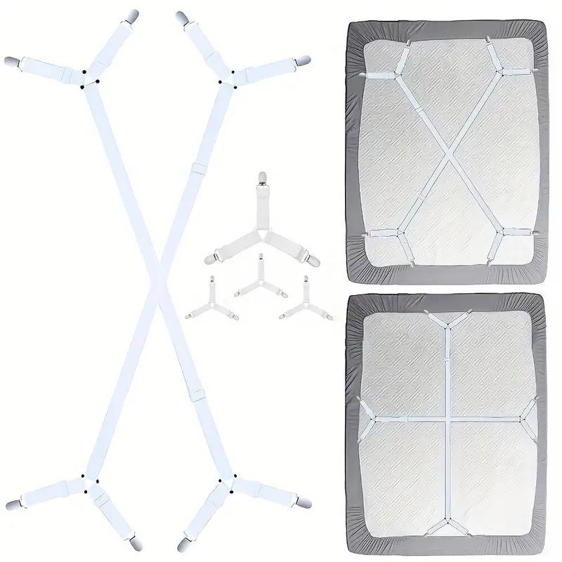 Bed Sheet Holder Adjustable Elastic 12 Clips Fixed Holder Mattress Clip Fasteners Cover Blankets Grippers Fixing Non-Slip Strap