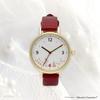 Feldarbeit Analoge Uhr mit Moomin Leder Einfache Moomin Aufdruck Uhr Rotes Damendesign, Armband, J, MOM021-3
