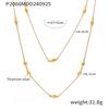 Golden Double-layered Beaded Sweater Chain, Elegant and High-end Layered Necklace 18K Gold Plated Stainless Steel