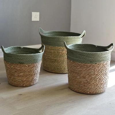 Coș Natural de Depozitare Creativ Iarbă de Mare Naturală Ratan Paie Impletitură Pliabil Ghiveci de Flori Coșuri Plantator de Grădină Furnizor de Rufe