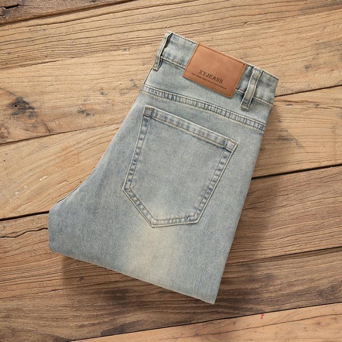2026 Men s Slim Fit Light-Colored Retro Elastic Jeans – Trendy and Versatile 28