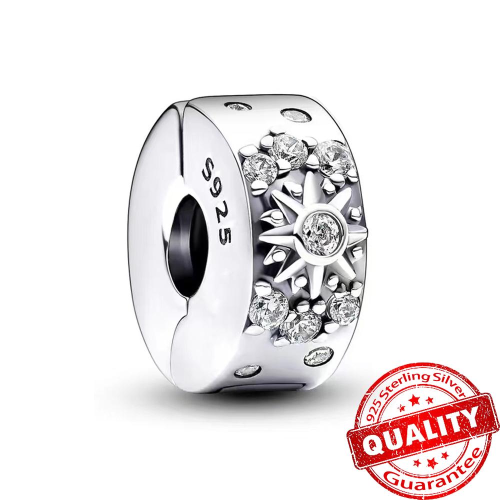 Simple Copper Pink Daisy Spacer Clip Charm Fit Original Bracelet Color Rubik'S Cube Charms Diy Classic Jewelry