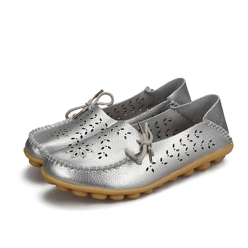 Casual Sneakers Women Women's Shoes Women Flats Genuine Leather Shoes Slip On Loafers Women Soft Nurse Shoes Plus Size 35-44